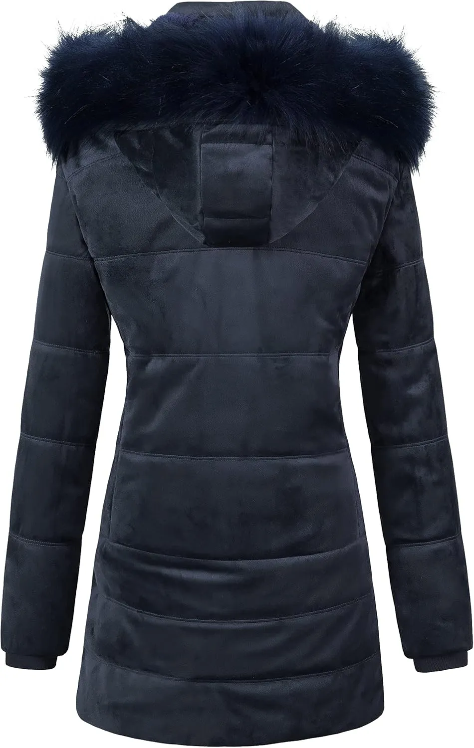 Chrisuno Women's Warm Winter Coat Velvet Puffer Jacket Quilted Faux Fur Hood