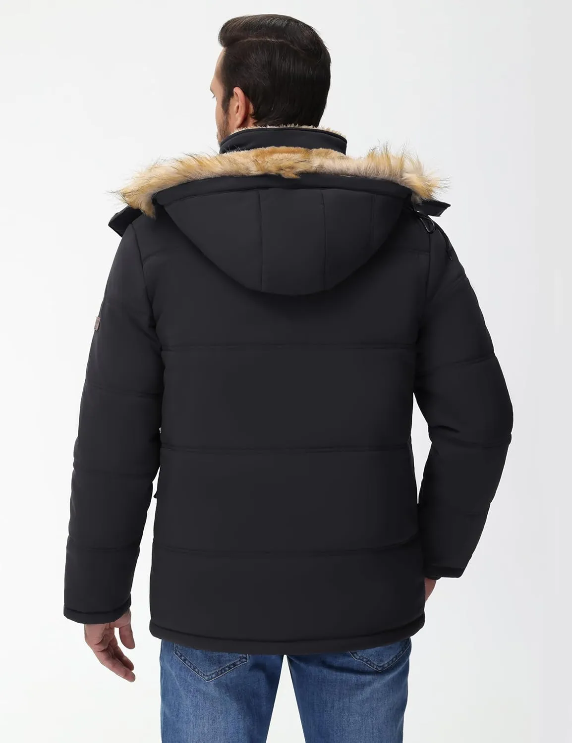 Cotrasen Mens Winter Jacket Thicken Warm Fleece Lined Hoodie Water Repellent Windproof Parka Winter Coat with Pockets