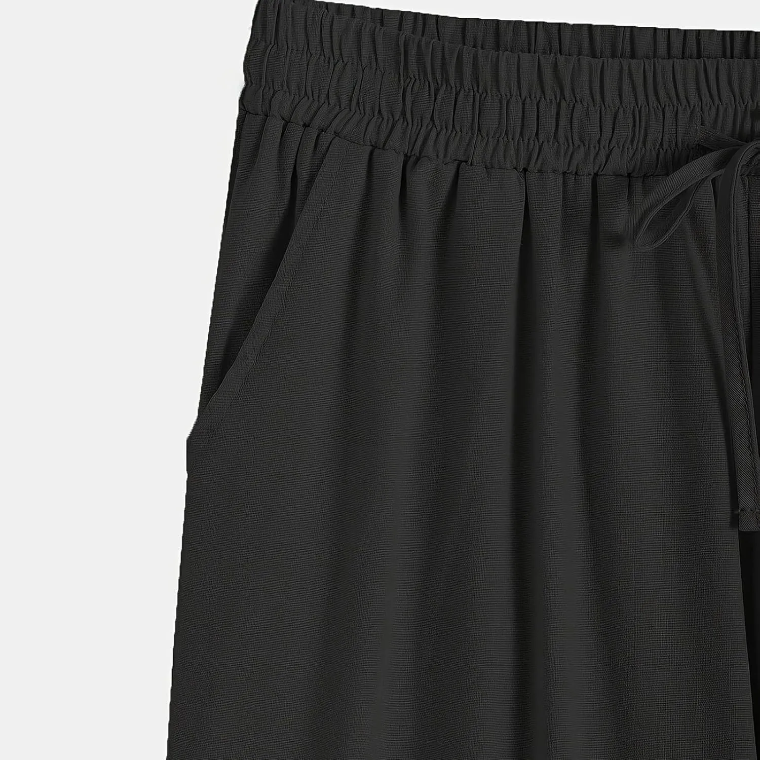 Cotton Linen Straight Leg Pants for Women Casual Drawstring Elastic Waist Trousers with Pockets Summer Lounge Pant