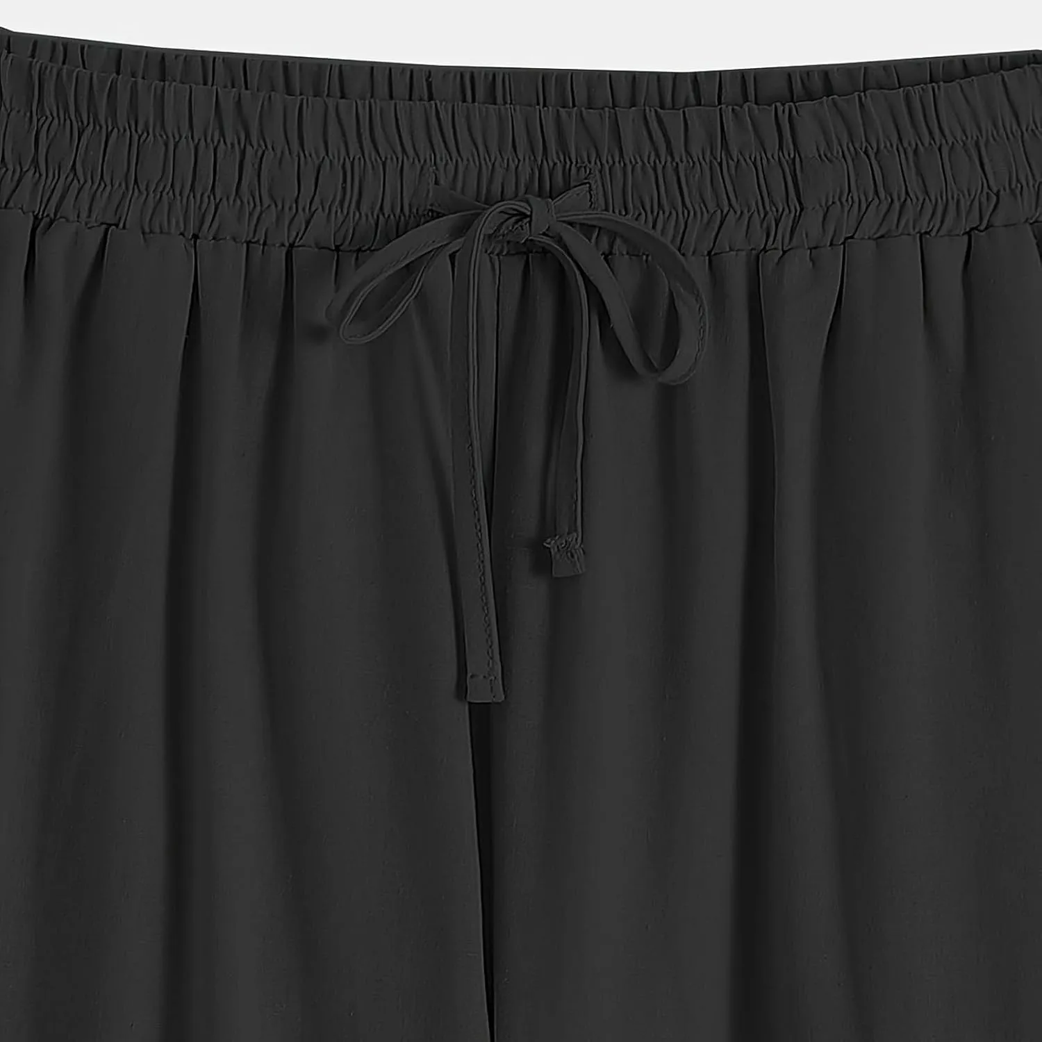 Cotton Linen Straight Leg Pants for Women Casual Drawstring Elastic Waist Trousers with Pockets Summer Lounge Pant