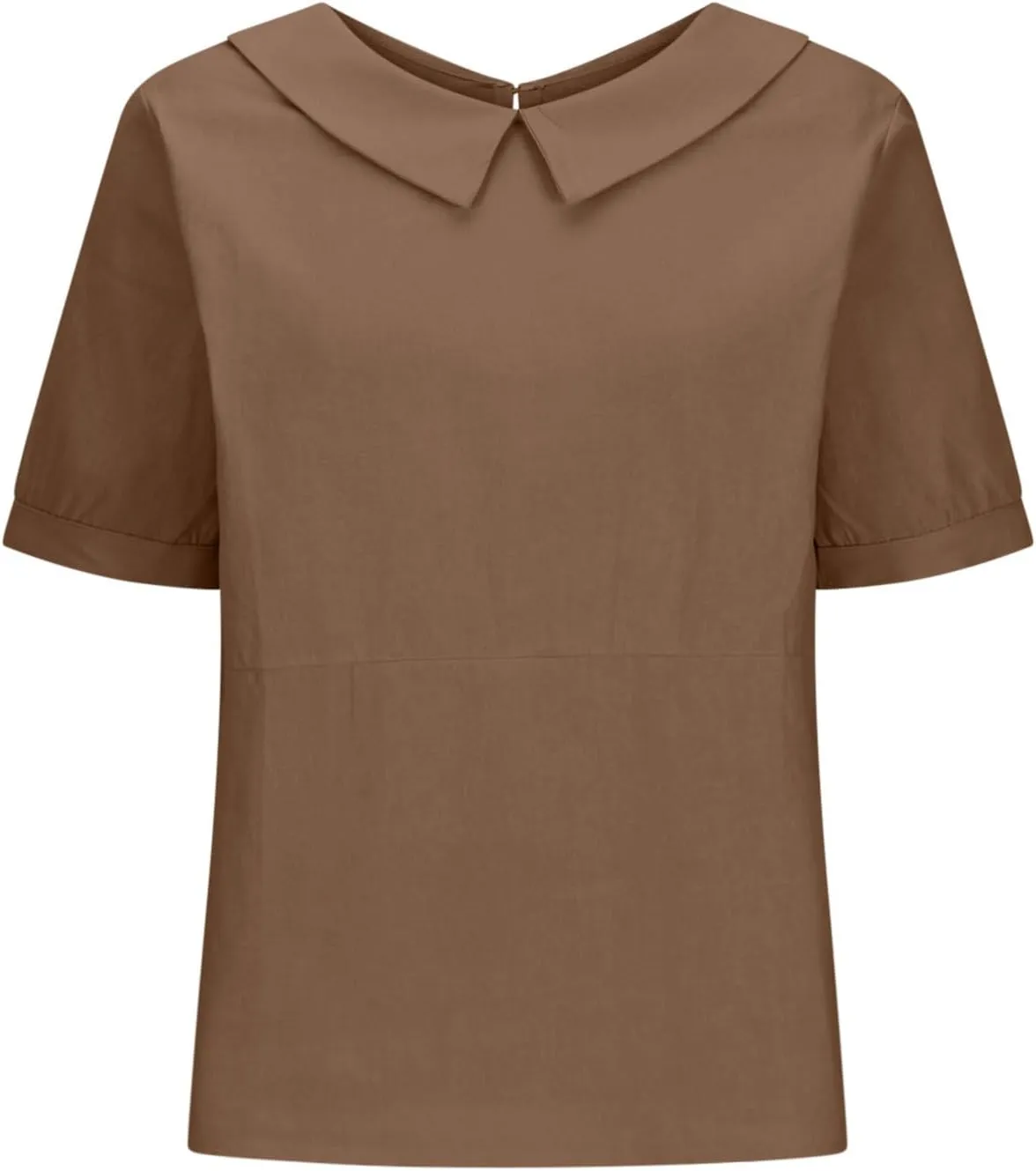 DASAYO Cute Tops for Women Peter Pan Collar Short Sleeve Linen Shirts Plus Size Floral Blouses Dressy Casual Summer Clothes
