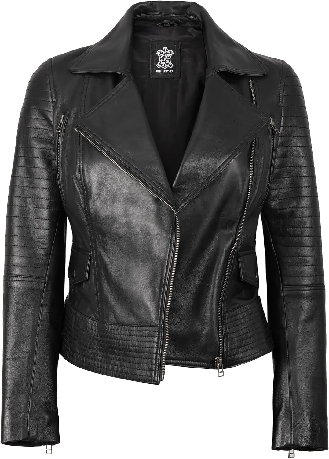 Decrum Asymmetrical Leather Jacket Women - Real Lambskin Leather Jackets for Women