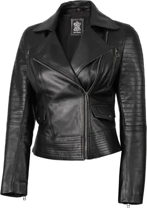 Decrum Asymmetrical Leather Jacket Women - Real Lambskin Leather Jackets for Women