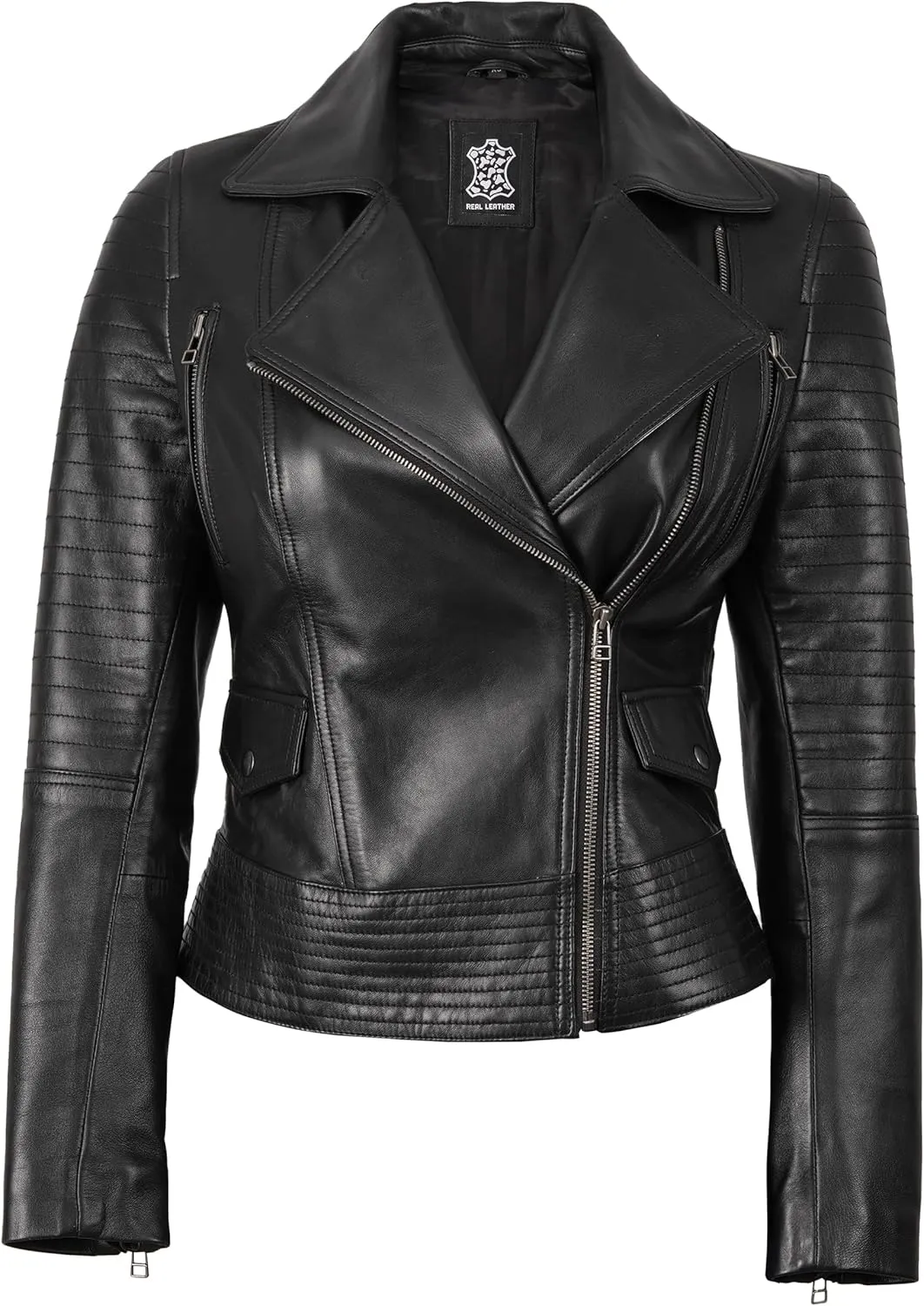Decrum Asymmetrical Leather Jacket Women - Real Lambskin Leather Jackets for Women