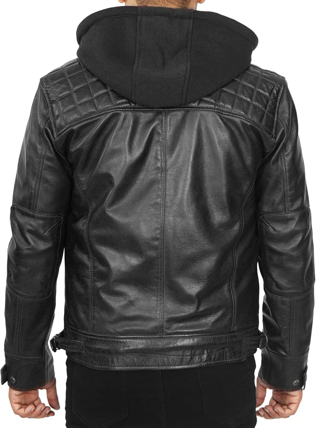 Decrum Leather Jacket Men - Real Lambskin Hooded Leather Jackets For Men