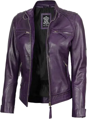 Decrum Real Womens Leather Jacket - Cafe Racer Style Leather Jackets for Women