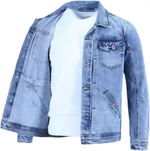 Denim Jackets Man Autumn Button Jeans Coat Men Fashion Loose Clothes