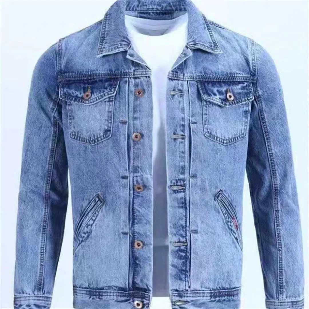 Denim Jackets Man Autumn Button Jeans Coat Men Fashion Loose Clothes