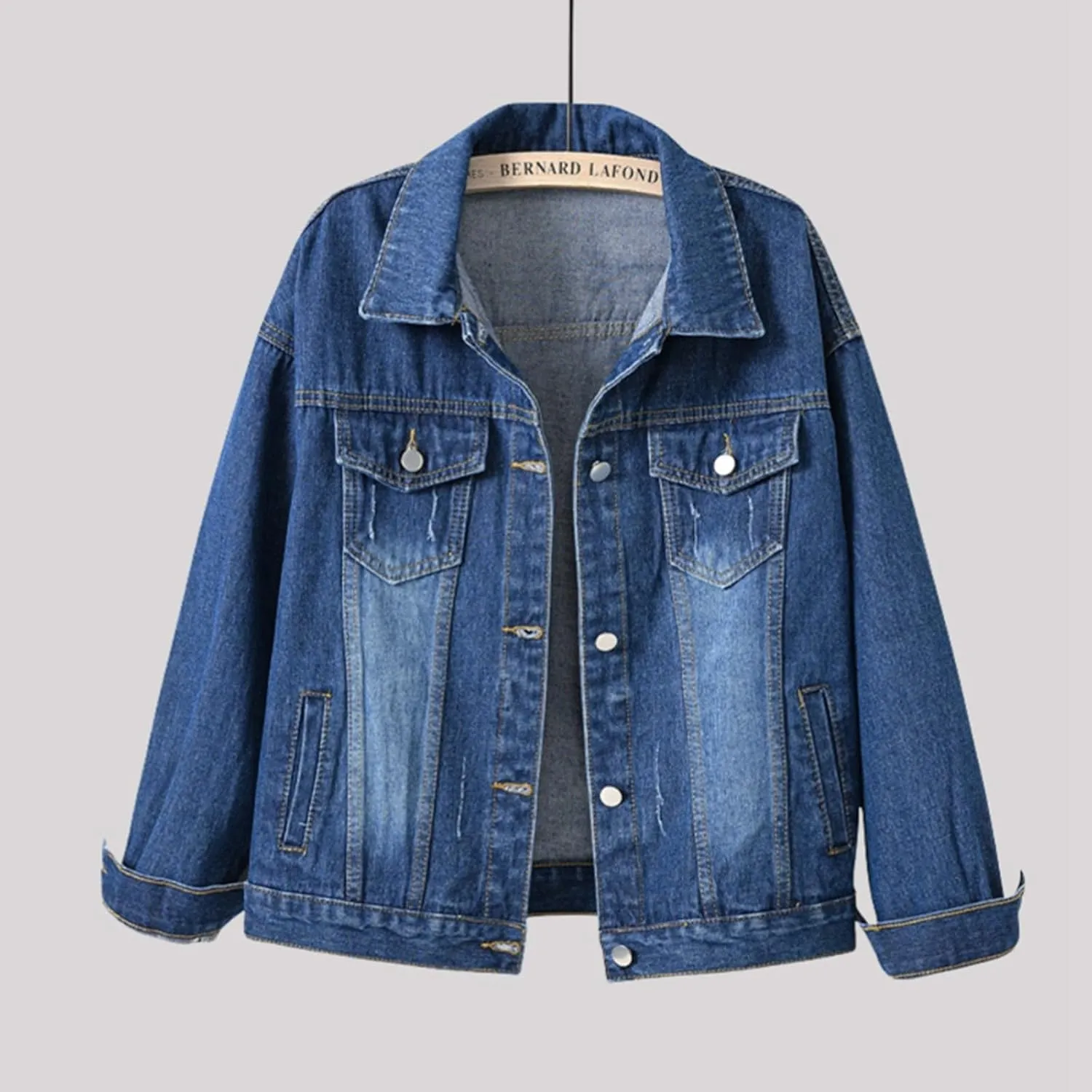 Denim Shacket for Women 2024 Fashion Casual Button Down Denim Coat with Pockets Loose Fit Fall Denim Jacket