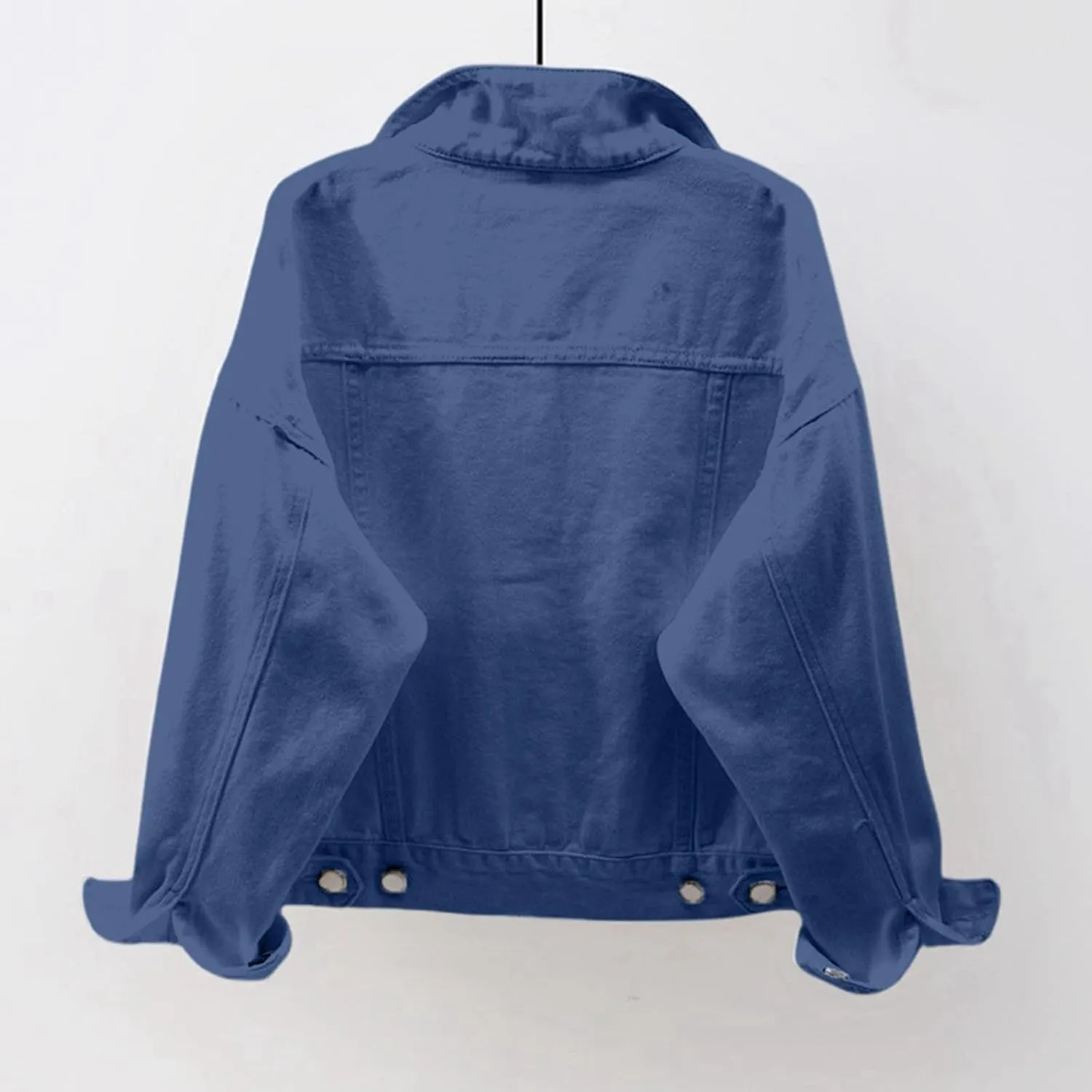Denim Shacket for Women 2024 Fashion Casual Button Down Denim Coat with Pockets Loose Fit Fall Denim Jacket