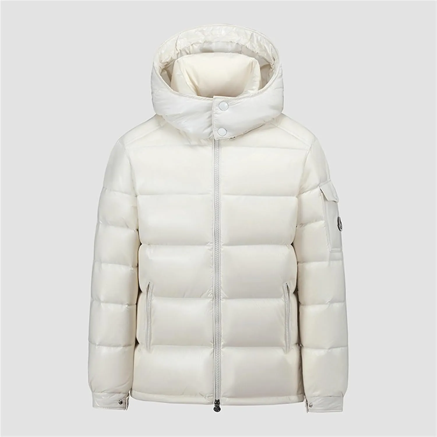 DGHM-JLMY Men's Hooded Padded Glossy Down Jacket Winter Detachable Collar Puffer Jacket Thick Warm Metallic Hood Padded Coats
