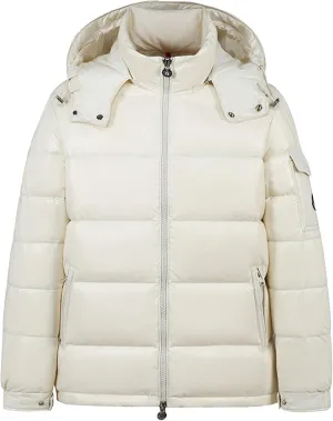 DGHM-JLMY Men's Hooded Padded Glossy Down Jacket Winter Detachable Collar Puffer Jacket Thick Warm Metallic Hood Padded Coats