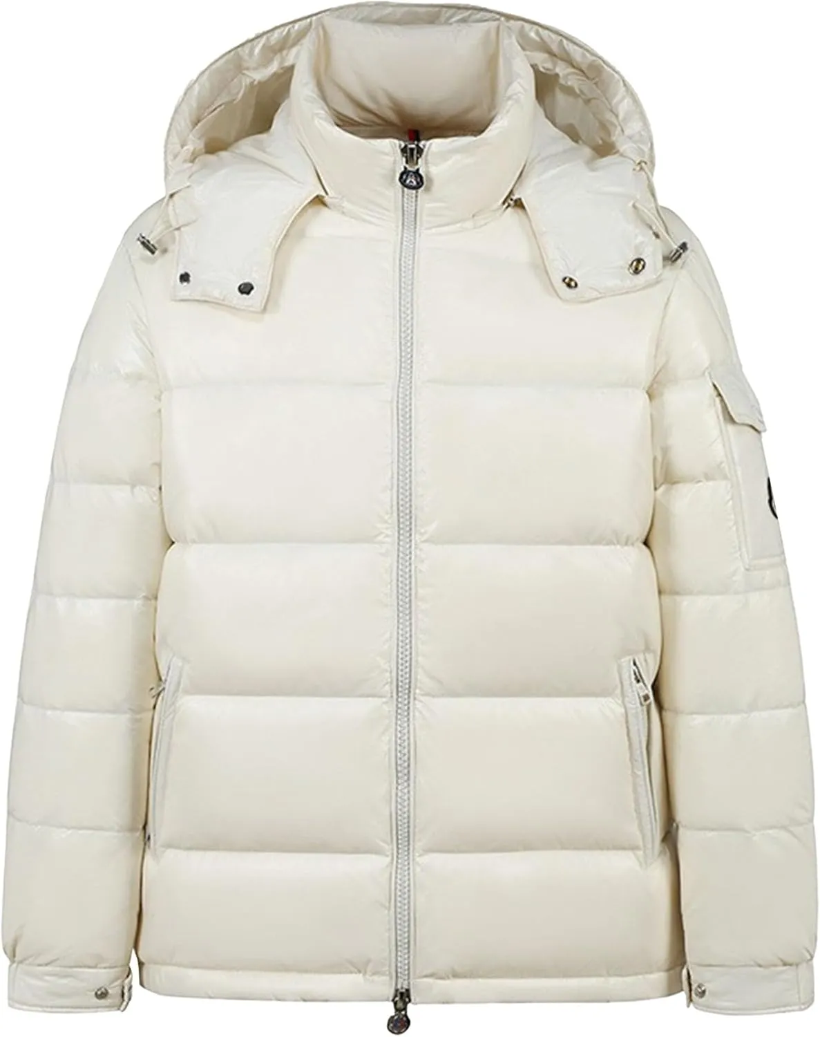 DGHM-JLMY Men's Hooded Padded Glossy Down Jacket Winter Detachable Collar Puffer Jacket Thick Warm Metallic Hood Padded Coats