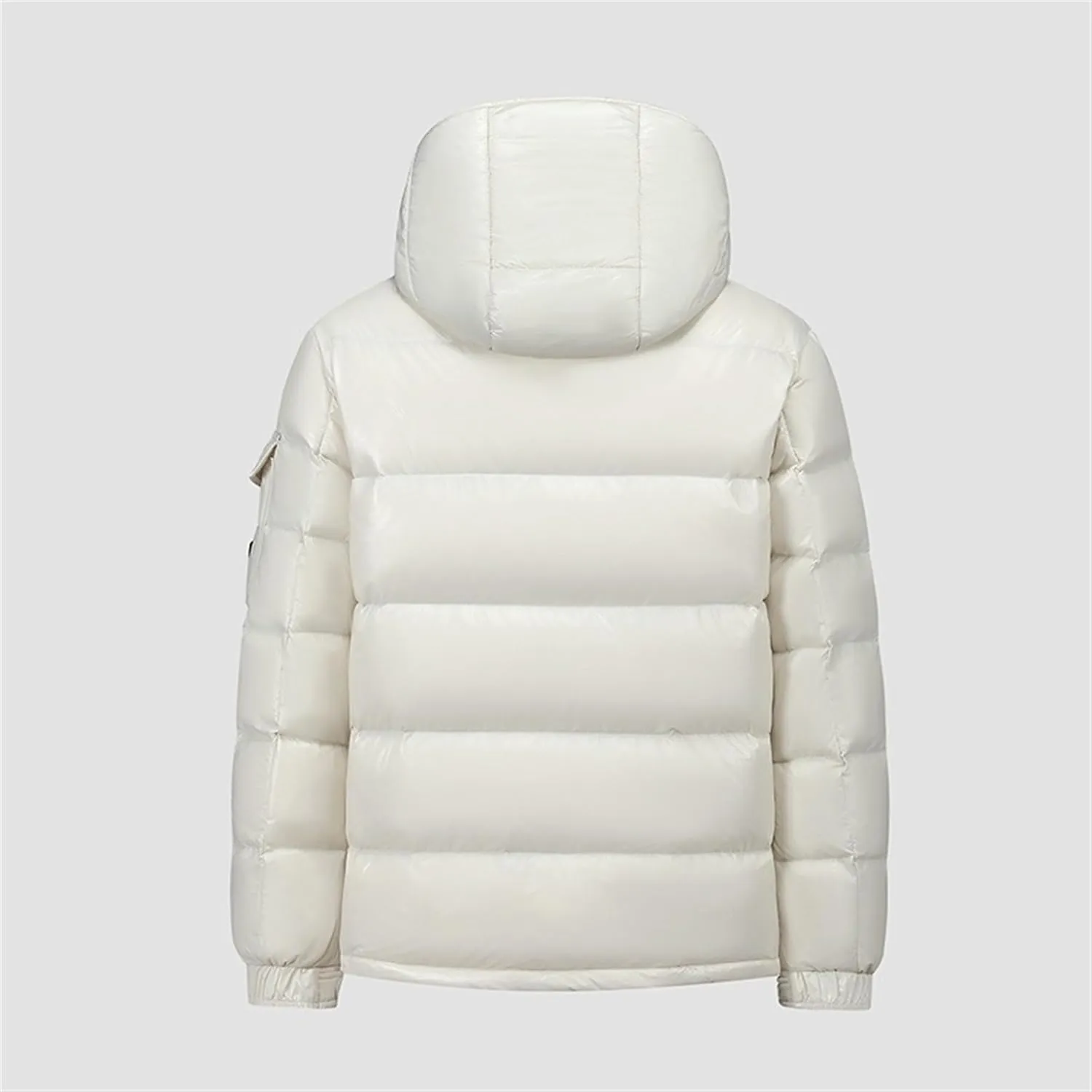 DGHM-JLMY Men's Hooded Padded Glossy Down Jacket Winter Detachable Collar Puffer Jacket Thick Warm Metallic Hood Padded Coats