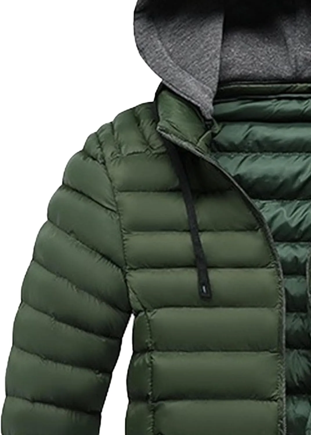 DGHM-JLMY Men's Lightweight Winter Slim Fit Hood Down Jacket Full Zip Puffer Quilted Hooded Pocket Zip Warm Thicken Coat Hood