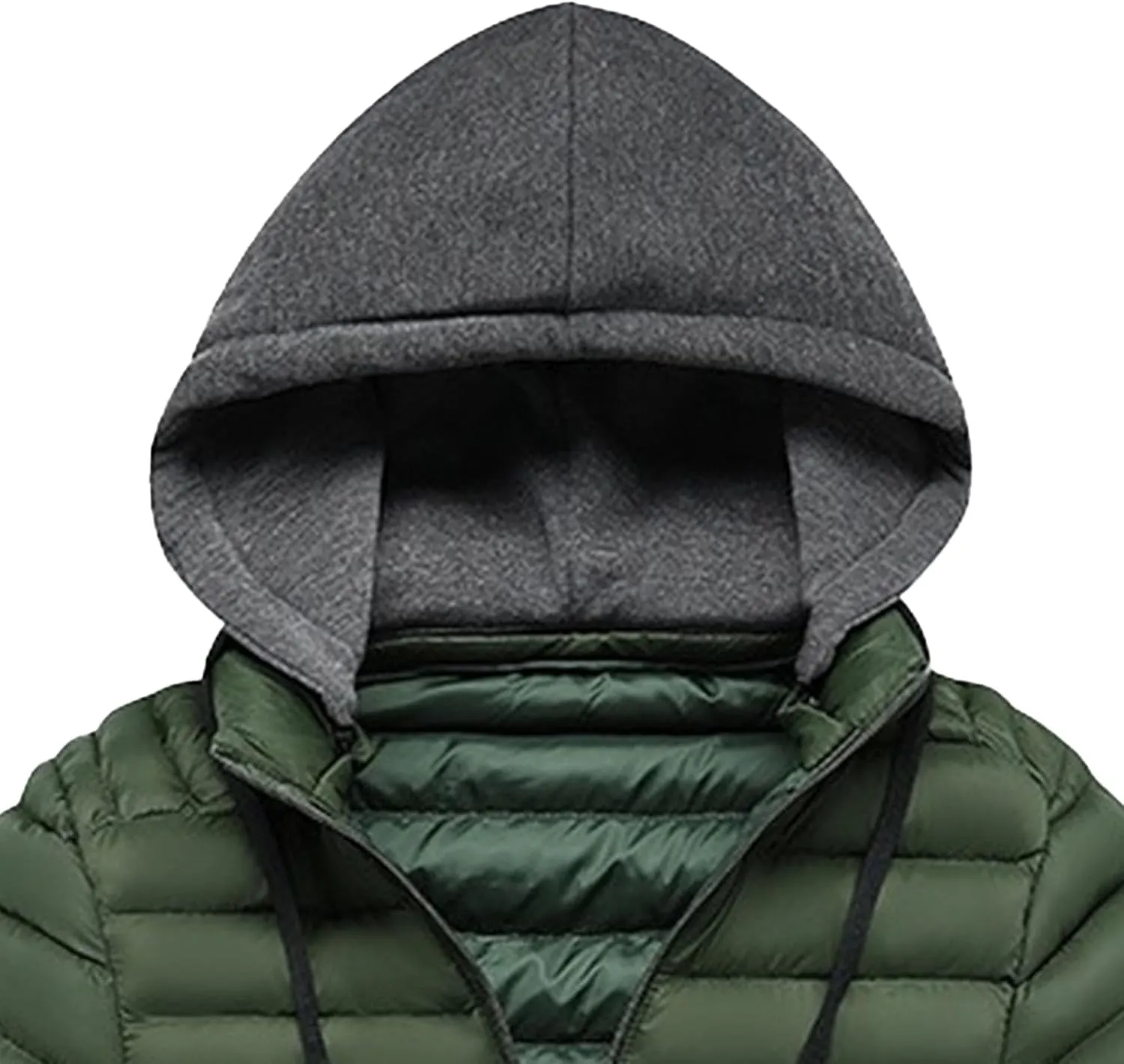 DGHM-JLMY Men's Lightweight Winter Slim Fit Hood Down Jacket Full Zip Puffer Quilted Hooded Pocket Zip Warm Thicken Coat Hood