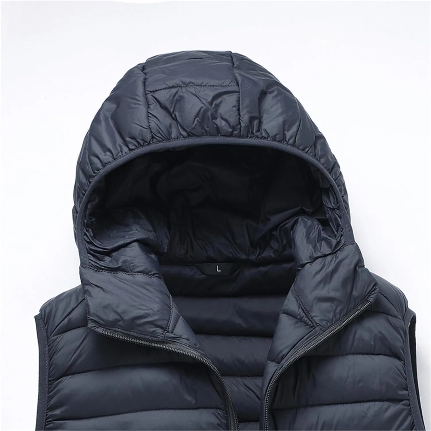 DGHM-JLMY Men's Sleeveless Lightweight Quilted Puffer Down Winter Hooded Down Cotton Vest Casual Vest Loose Coat with Hood