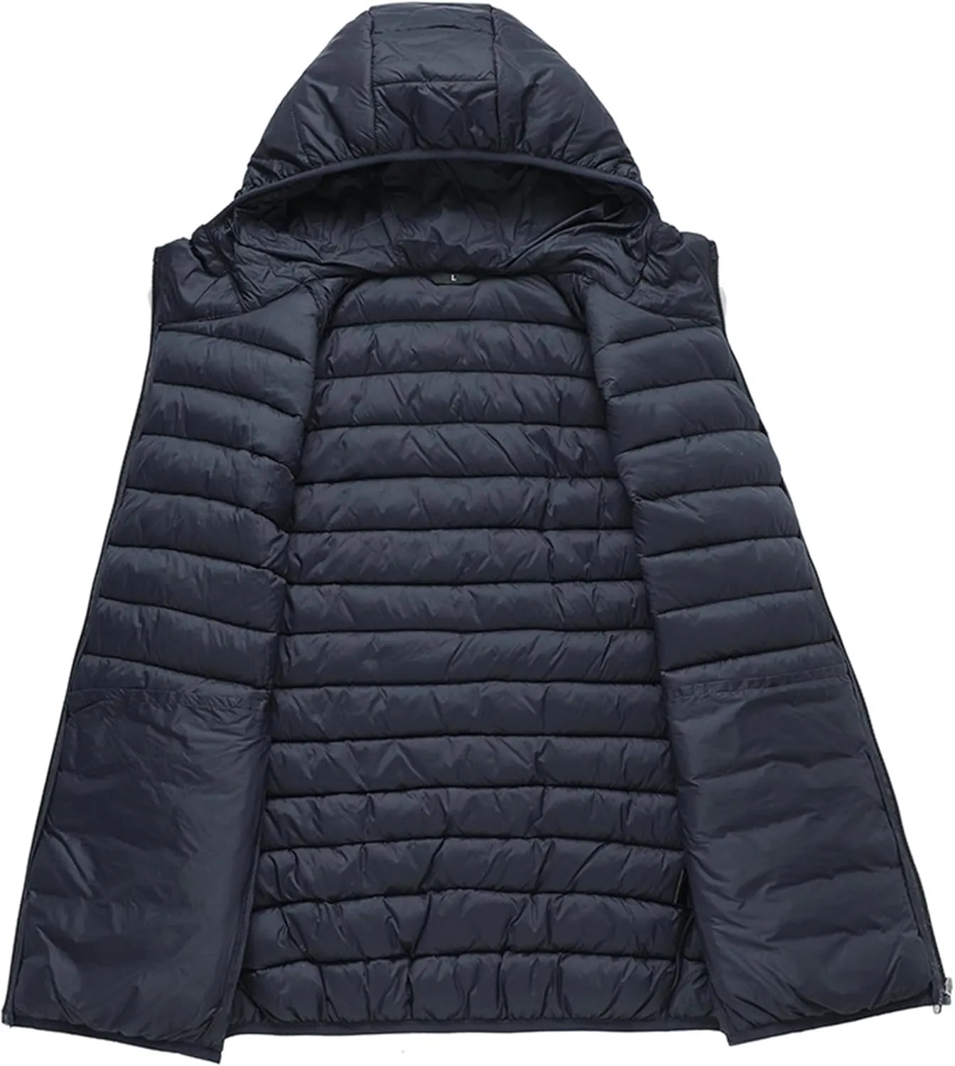 DGHM-JLMY Men's Sleeveless Lightweight Quilted Puffer Down Winter Hooded Down Cotton Vest Casual Vest Loose Coat with Hood