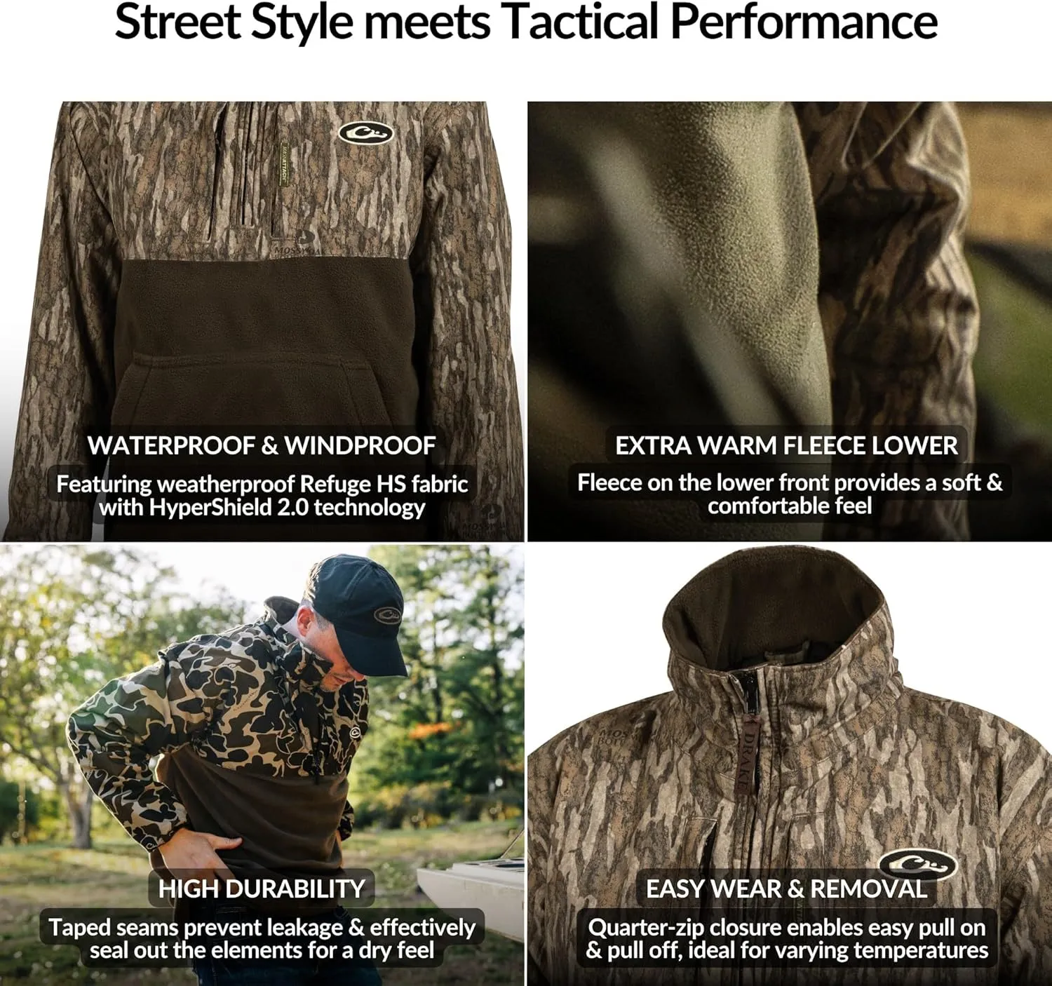 Drake Waterfowl Boys' Waterfowl Youth MST Eqwader 1/4 Zip Fleece Hunting Jacket