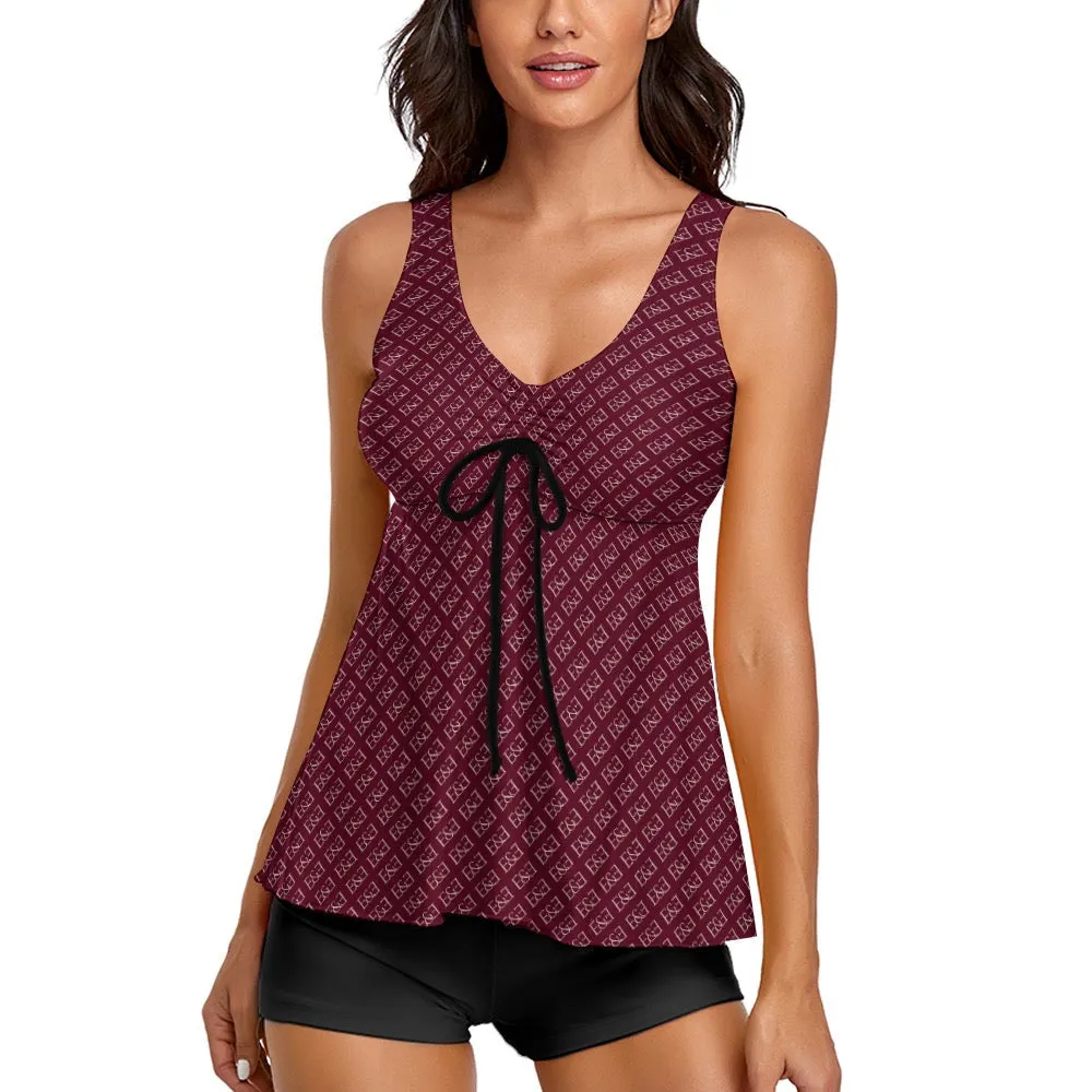 E&E Signature Pink Sleeveless Comfortable Split Swimwear. Bathing Suit. Cover-up