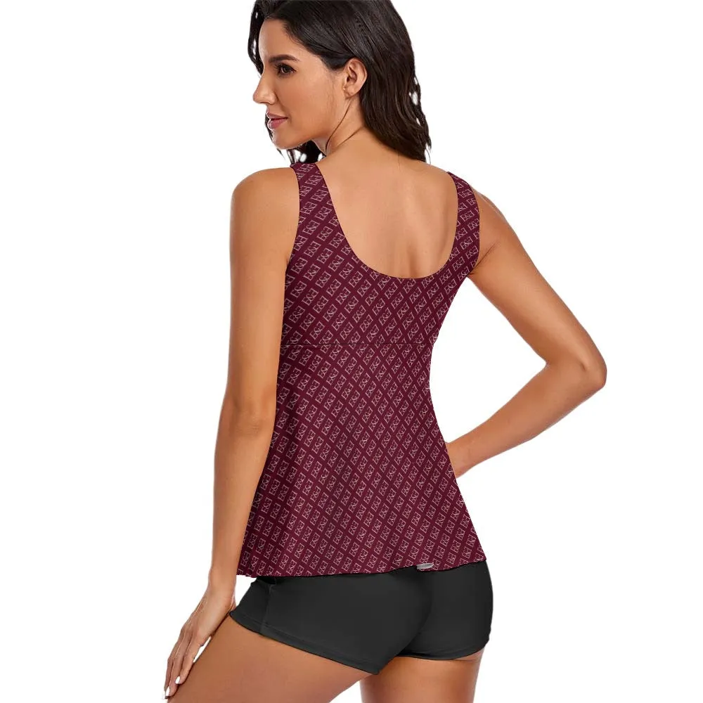 E&E Signature Pink Sleeveless Comfortable Split Swimwear. Bathing Suit. Cover-up