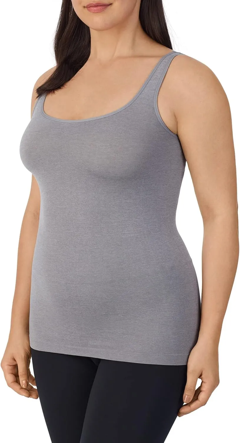 ELLEN TRACY Women's Seamless Reversible Layering Camisole V-Neck or Scoop Neck Tank Regular and Plus Size