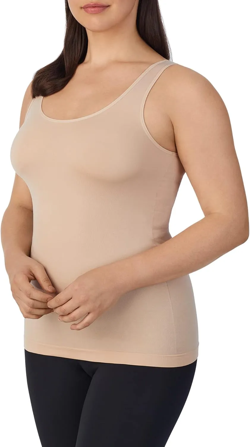 ELLEN TRACY Women's Seamless Reversible Layering Camisole V-Neck or Scoop Neck Tank Regular and Plus Size
