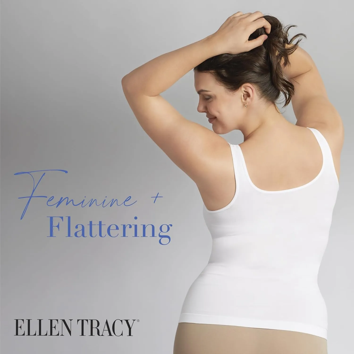 ELLEN TRACY Women's Seamless Reversible Layering Camisole V-Neck or Scoop Neck Tank Regular and Plus Size