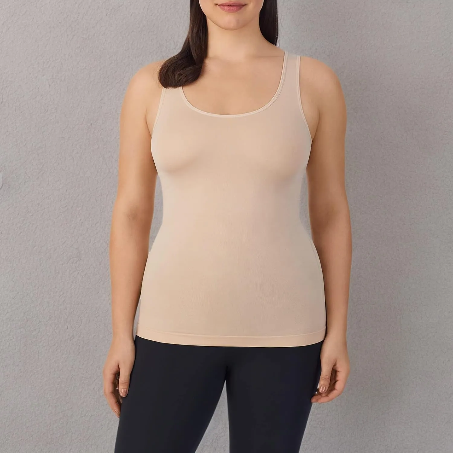 ELLEN TRACY Women's Seamless Reversible Layering Camisole V-Neck or Scoop Neck Tank Regular and Plus Size