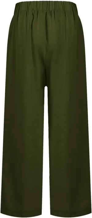 eoeioa Gauze Pants for Women Casual Summer Elastic Waist Ankle Pants Casual Baggy Comfy Beach Trouser with Pockets