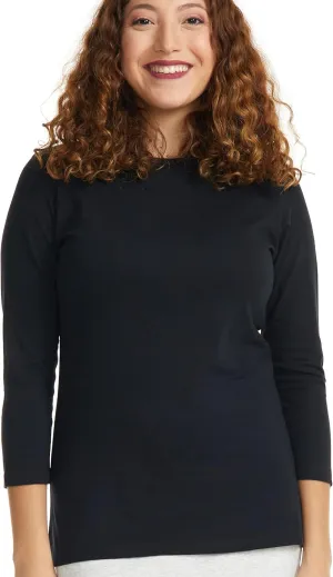 ESTEEZ 3/4 Sleeve Crew Neck Cotton T-Shirt for Women - Relaxed Fit - Base Layering Top