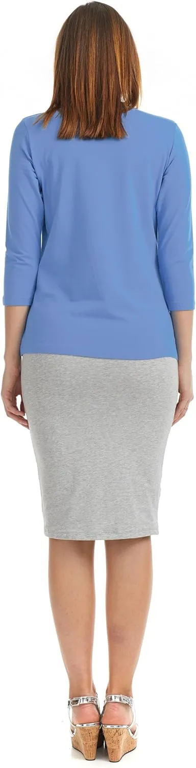 ESTEEZ 3/4 Sleeve Crew Neck Cotton T-Shirt for Women - Relaxed Fit - Base Layering Top