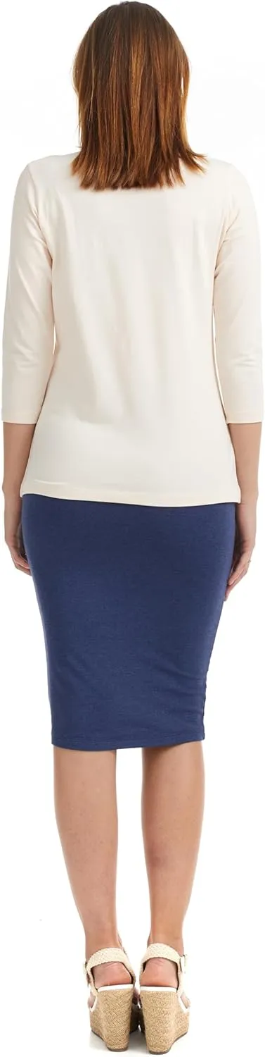 ESTEEZ 3/4 Sleeve Crew Neck Cotton T-Shirt for Women - Relaxed Fit - Base Layering Top