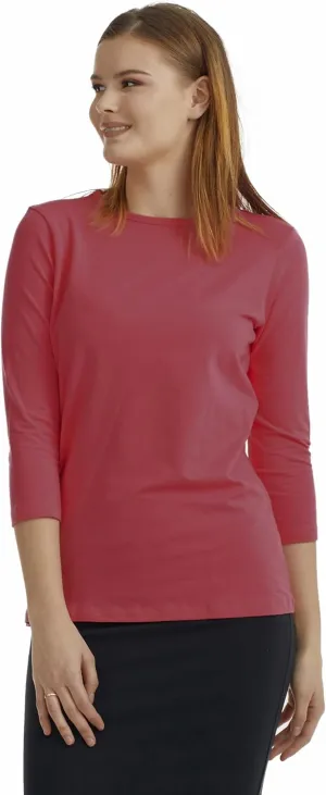 ESTEEZ 3/4 Sleeve Crew Neck Cotton T-Shirt for Women - Relaxed Fit - Base Layering Top