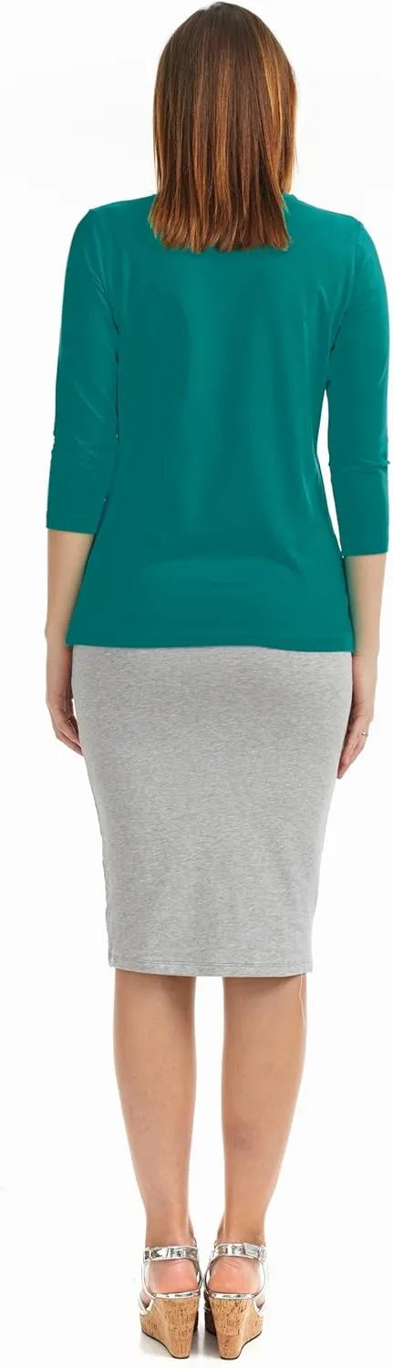 ESTEEZ 3/4 Sleeve Crew Neck Cotton T-Shirt for Women - Relaxed Fit - Base Layering Top
