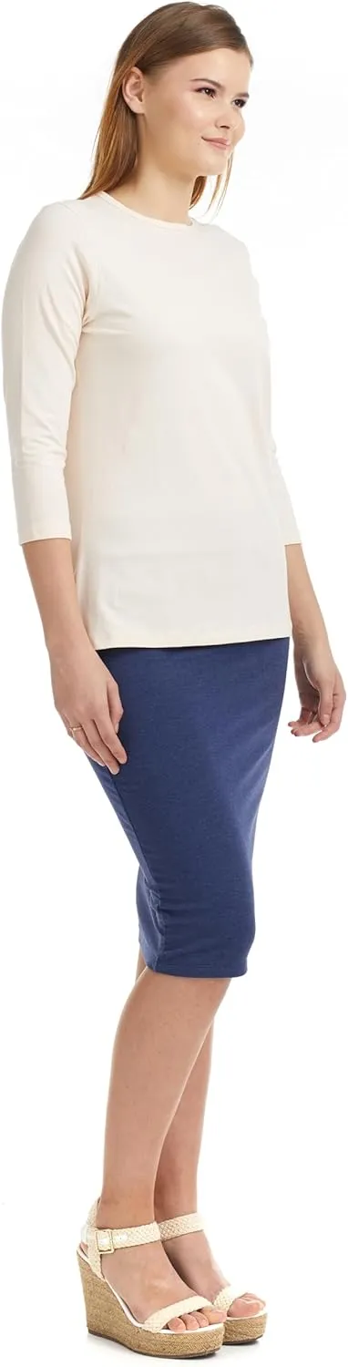 ESTEEZ 3/4 Sleeve Crew Neck Cotton T-Shirt for Women - Relaxed Fit - Base Layering Top