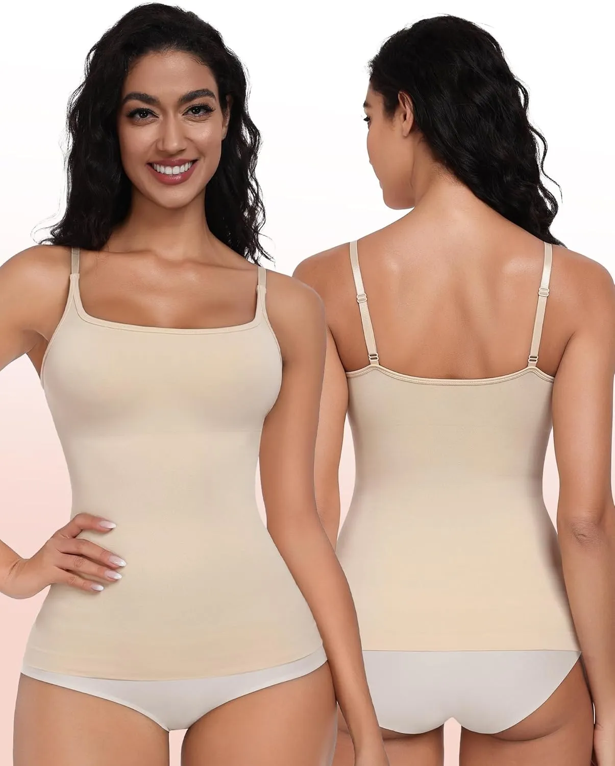 EUYZOU Women Shapewear Tummy Control Camisole Tops - Square Neck Sexy Compression Tank Tops Seamless Body Shaper