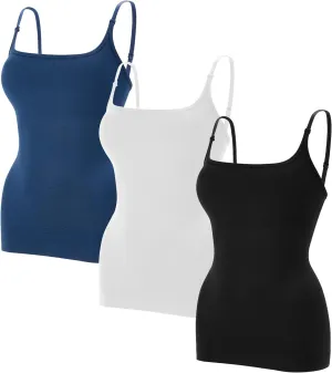 EUYZOU Women Shapewear Tummy Control Camisole Tops - Square Neck Sexy Compression Tank Tops Seamless Body Shaper