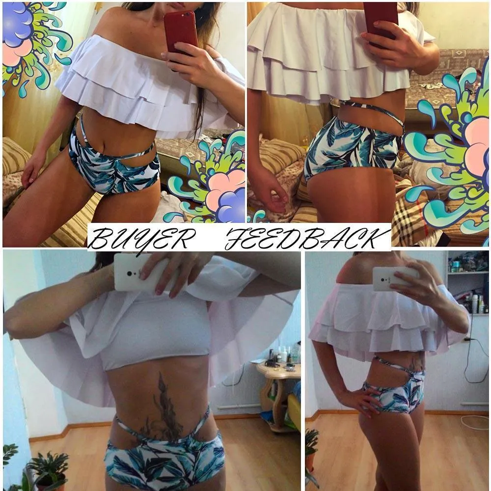 Florida Girl Ruffles High Waist Floral 2pc Swimsuit Sexy Bikinis