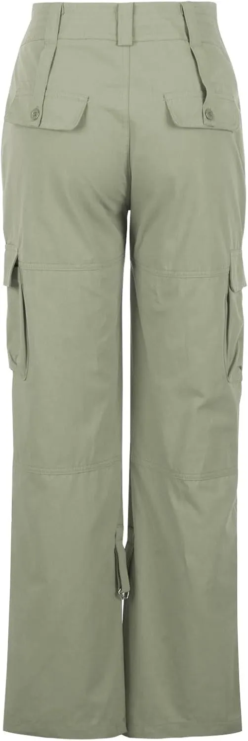 Gcvizuso Womens Cargo Joggers Pants Quick Dry Workout Pants Casual Hiking Trousers Elastic Waist Zipper Pocket Leggings