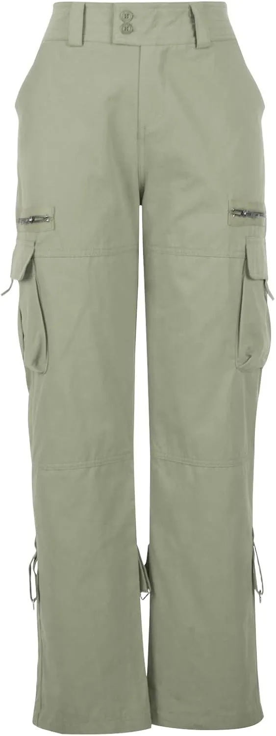Gcvizuso Womens Cargo Joggers Pants Quick Dry Workout Pants Casual Hiking Trousers Elastic Waist Zipper Pocket Leggings