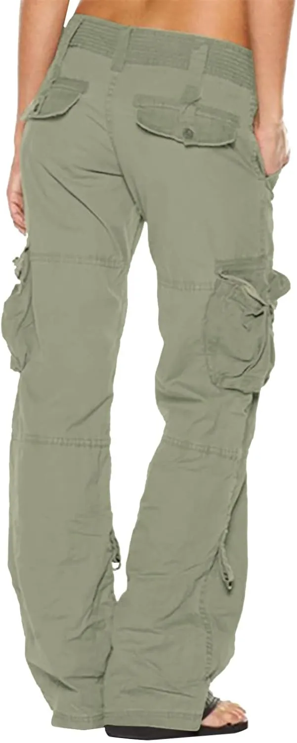 Gcvizuso Womens Cargo Joggers Pants Quick Dry Workout Pants Casual Hiking Trousers Elastic Waist Zipper Pocket Leggings