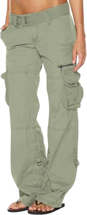 Gcvizuso Womens Cargo Joggers Pants Quick Dry Workout Pants Casual Hiking Trousers Elastic Waist Zipper Pocket Leggings