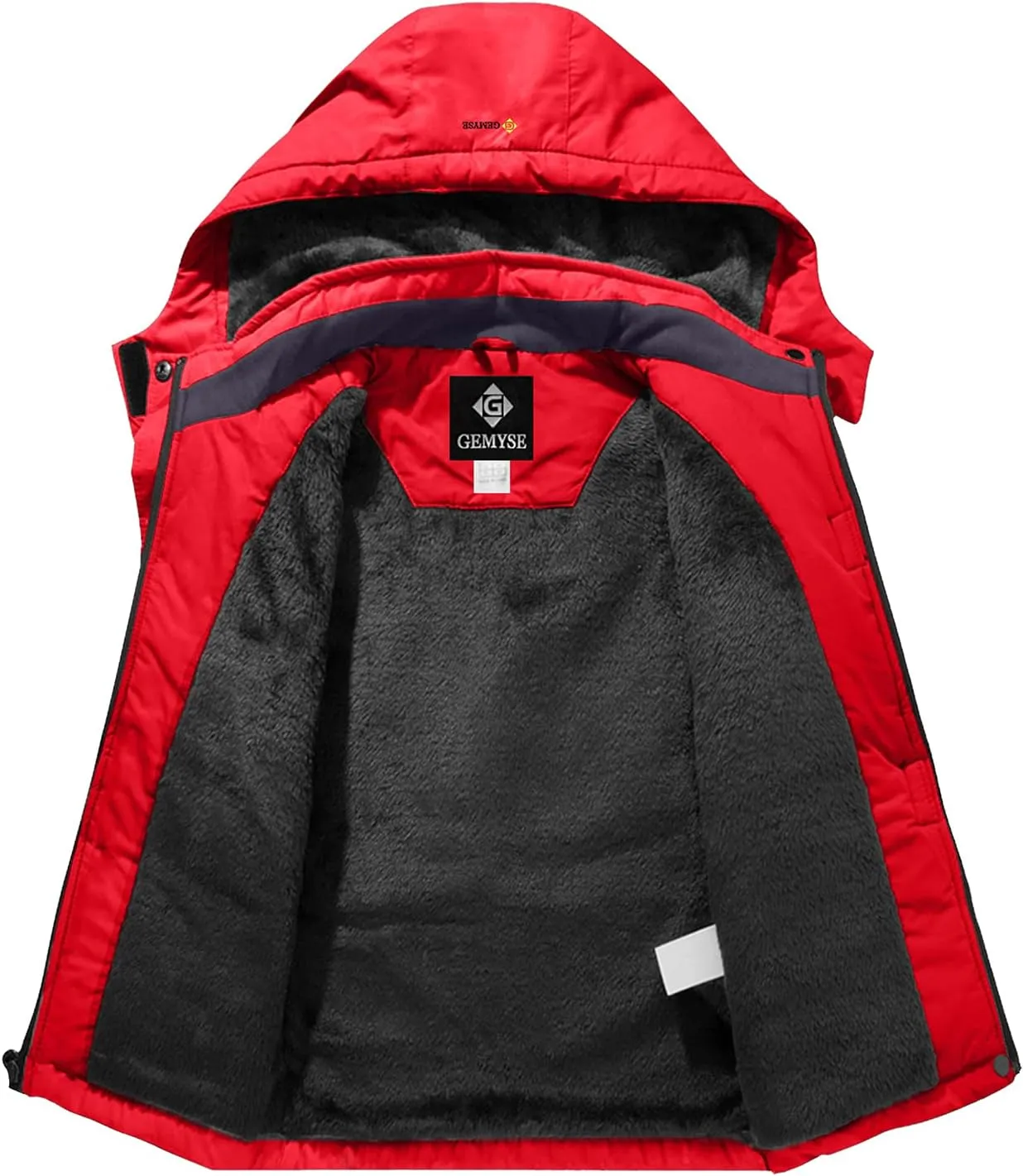 GEMYSE Boy's Waterproof Ski Snow Jacket Hooded Fleece Windproof Winter Jacket