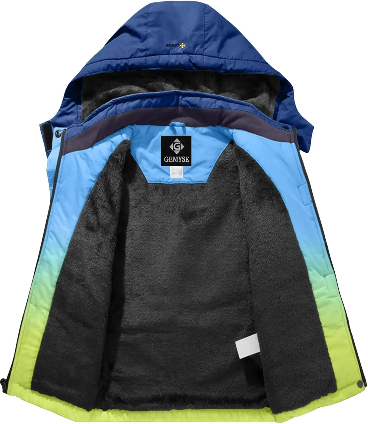GEMYSE Boy's Waterproof Ski Snow Jacket Hooded Fleece Windproof Winter Jacket