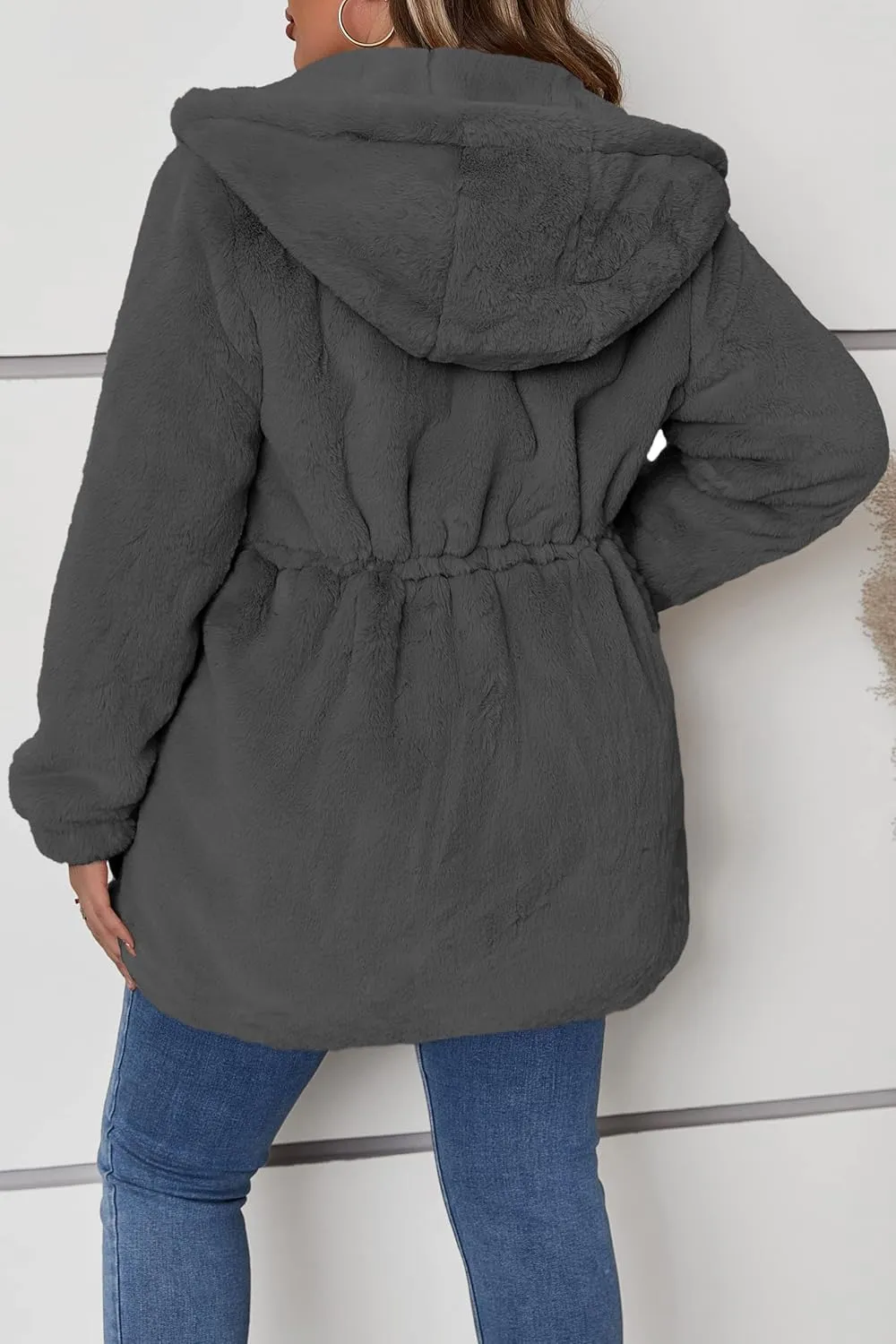 Geschallino Women's Faux Fur Coat Fleece Reversible Sherpa Fuzzy Winter Puffer Jacket (Available in Plus Size)