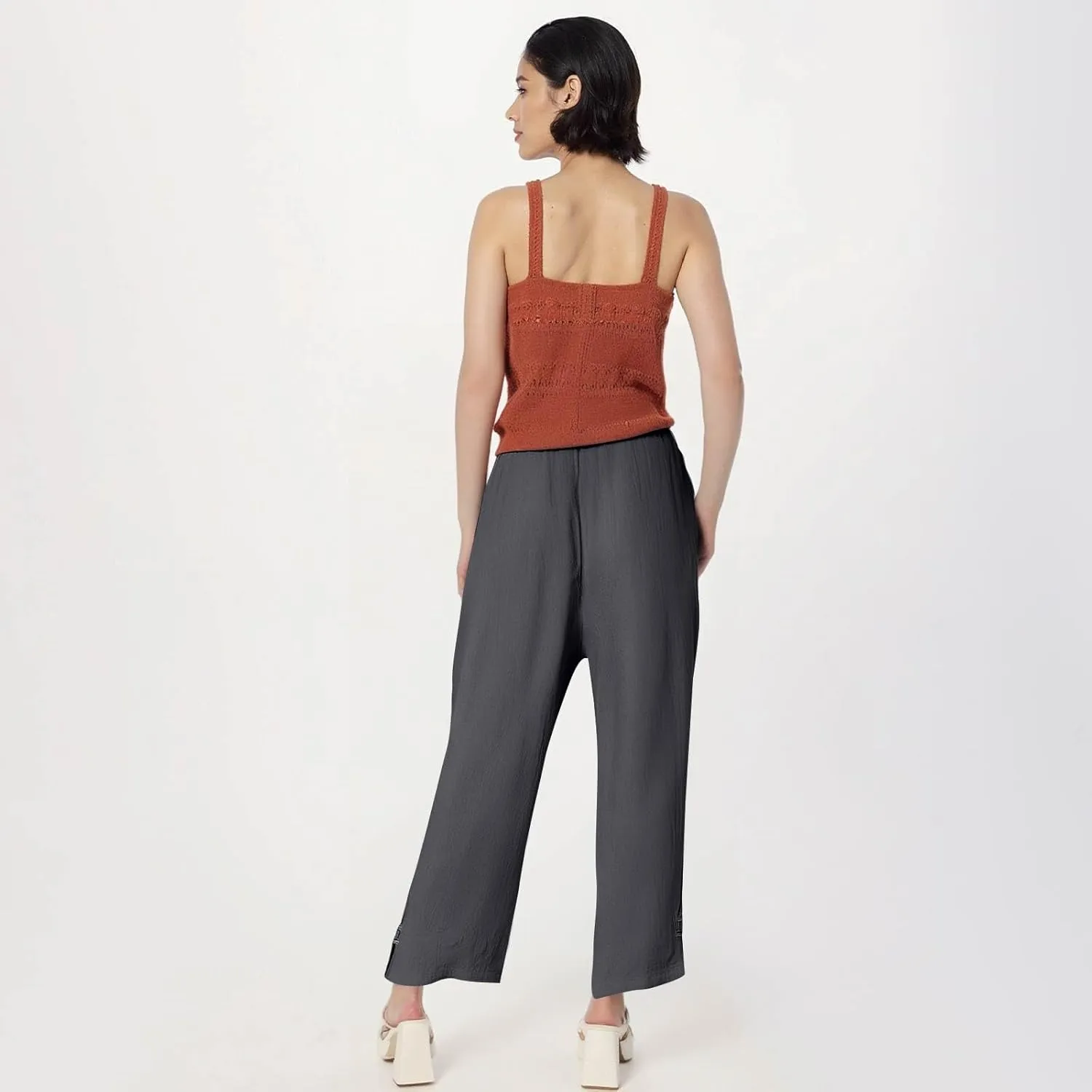 GOFULY Linen Pants for Women Summer 2025 Beach Elastic Waist Pants Wide Leg High Waisted with Pockets Loose Fit Solid Outfits