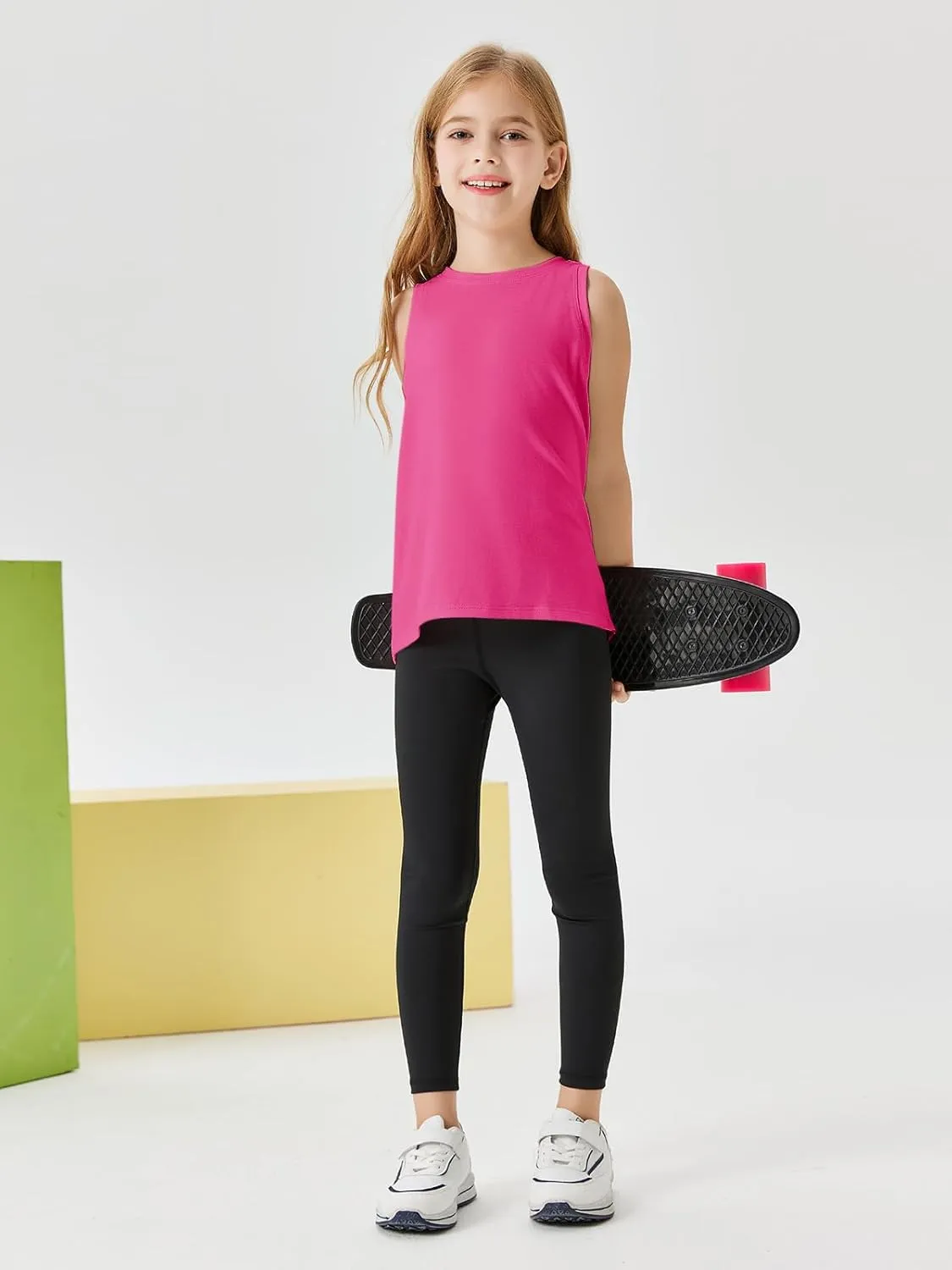 Haloumoning Girls Athletic Tank Tops Open Tie Back Sleeveless Workout Running Tennis Sports Shirts 5-14Years