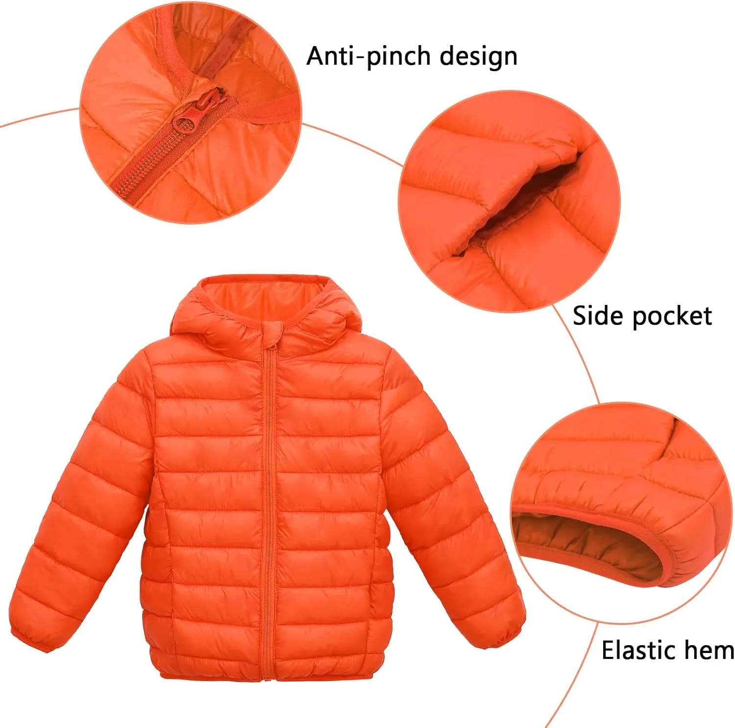 Happy Cherry Baby Boys Girls Hooded Coat Winter Lightweight Down Jacket Packable Cotton Coat