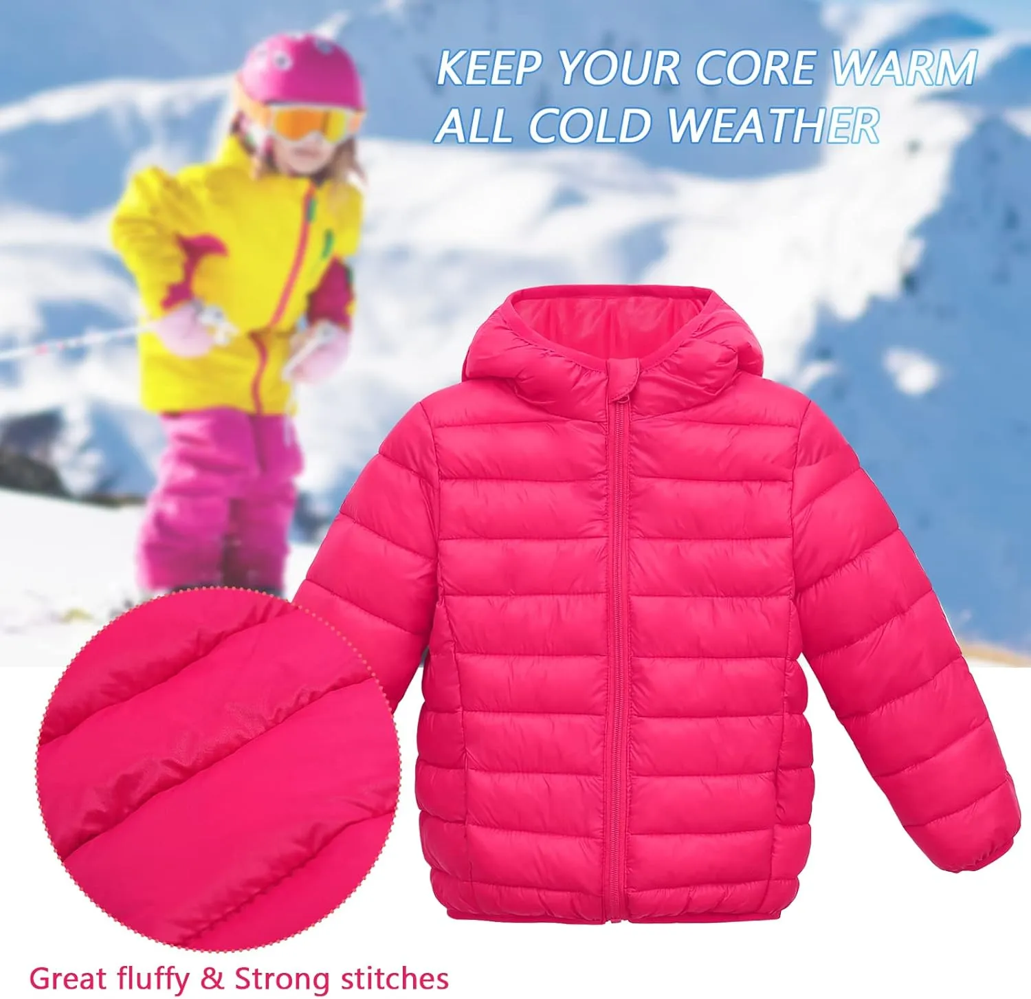 Happy Cherry Baby Boys Girls Hooded Coat Winter Lightweight Down Jacket Packable Cotton Coat
